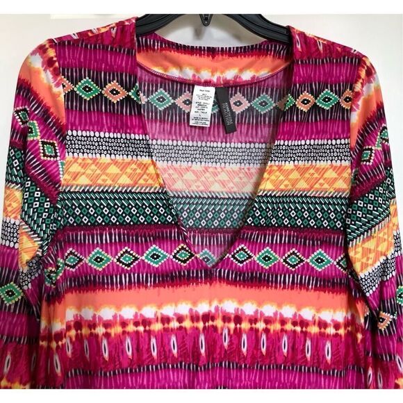 KENNETH COLE REACTION - L Sz L EUC Swimsuit Coverup/Tunic Top/V-Neck/Long Sleeve - Picture 3 of 16